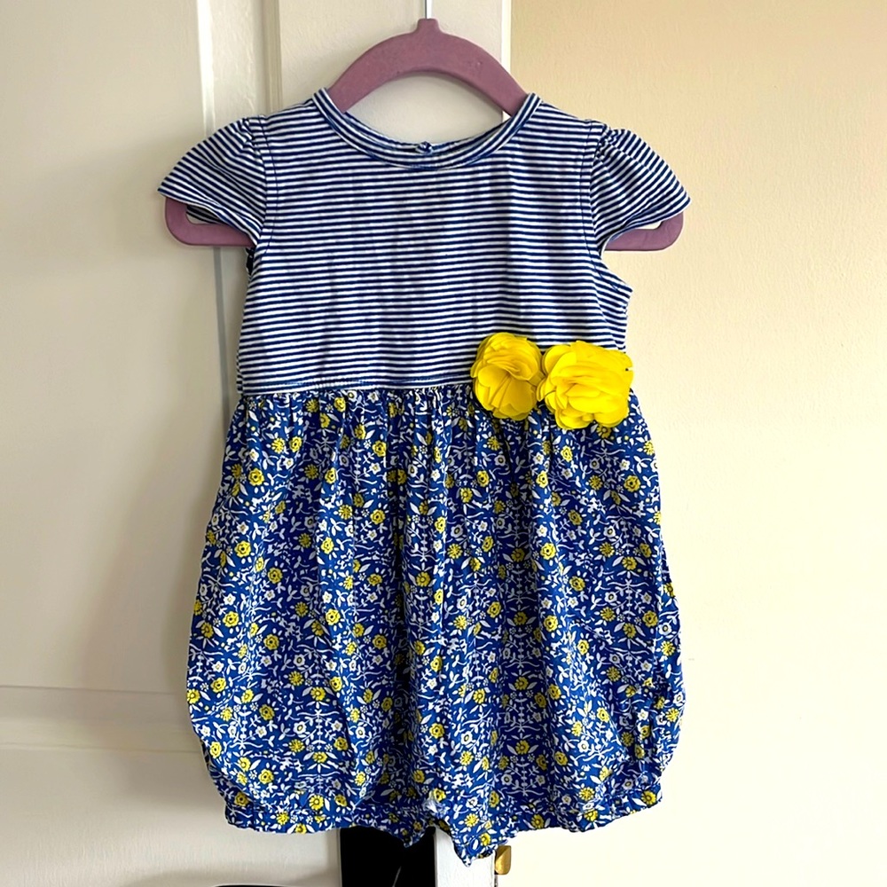 Blue and Yellow Floral Romper